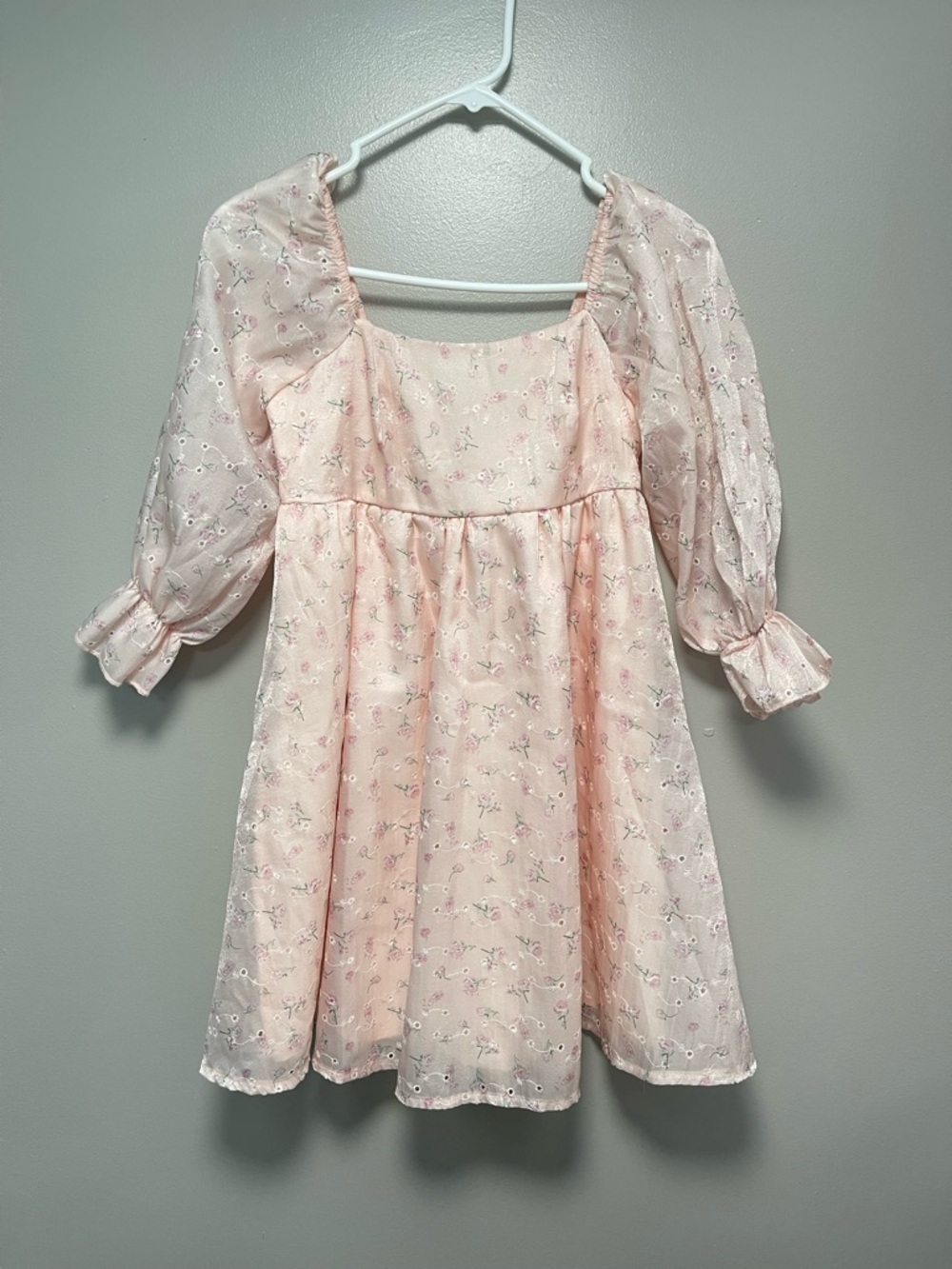Thirty Thirty LA Blush Pink Eyelet Puff-Sleeve Dress